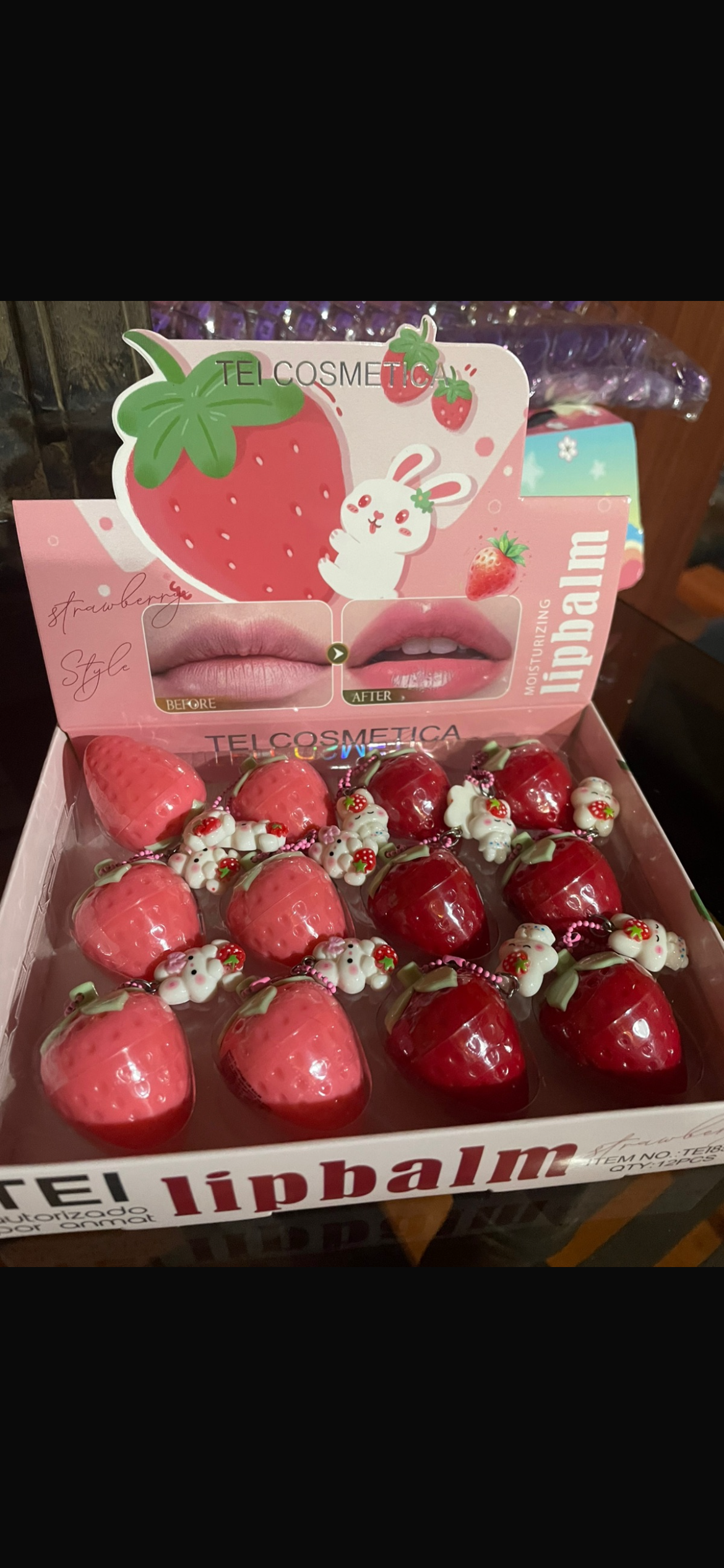 Balsamo frutilla con llavero conejo TEI