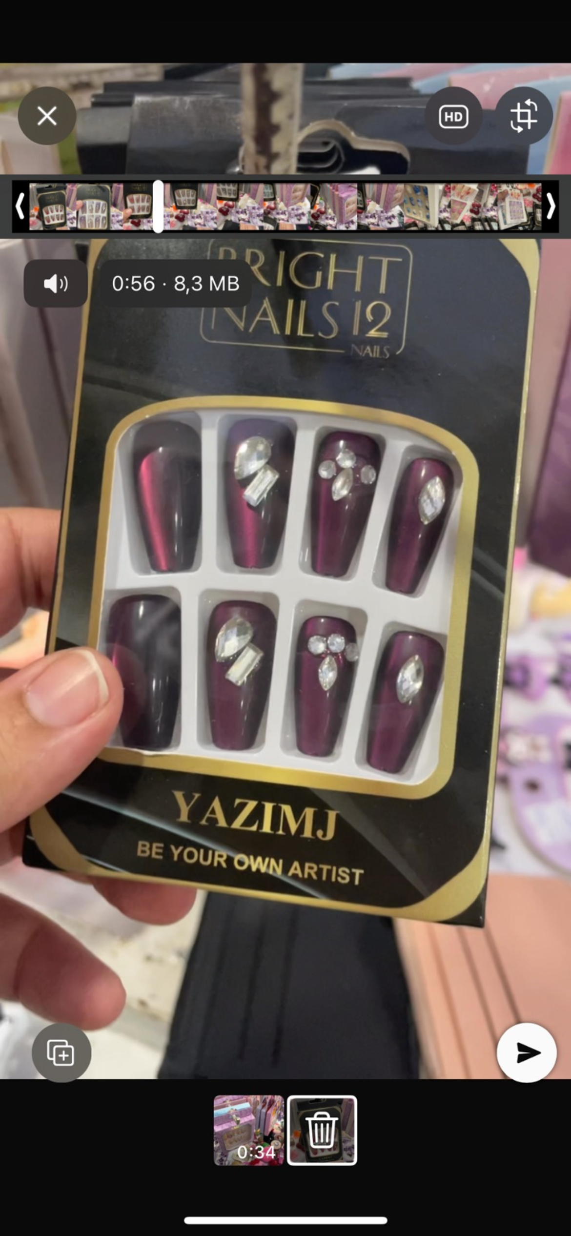 Uñas press on con pegamento