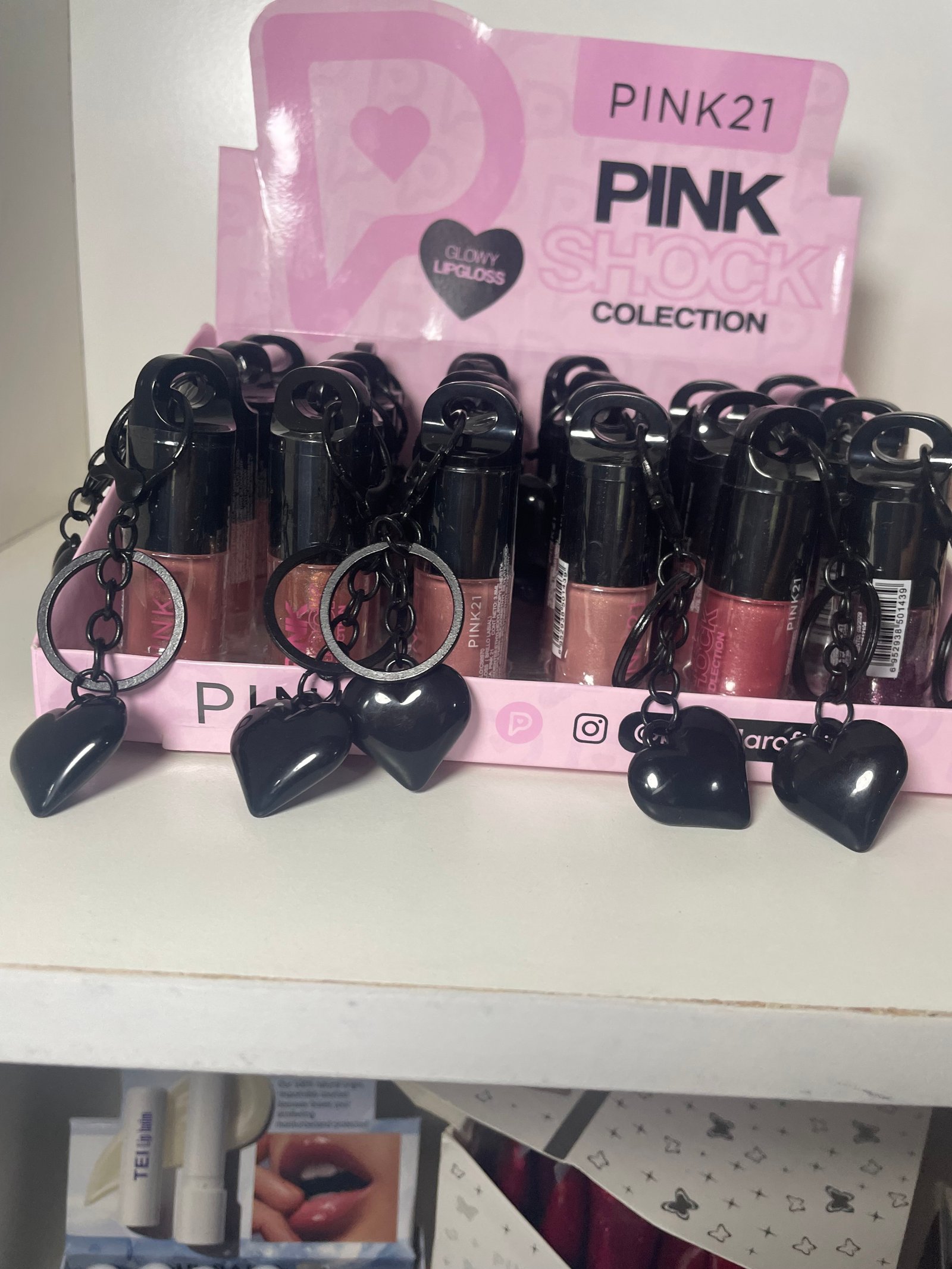Gloss con llavero corazón Pink 21